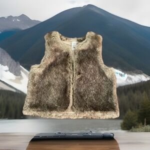 NWT Carter's Kid Faux Fur Vest For Girls Size 8‎ Brown / Black MOMMY & ME BOHO
